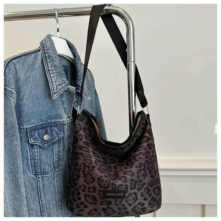Fashion Suede Leopard Print Large Capacity Bag for Women — feature 21
