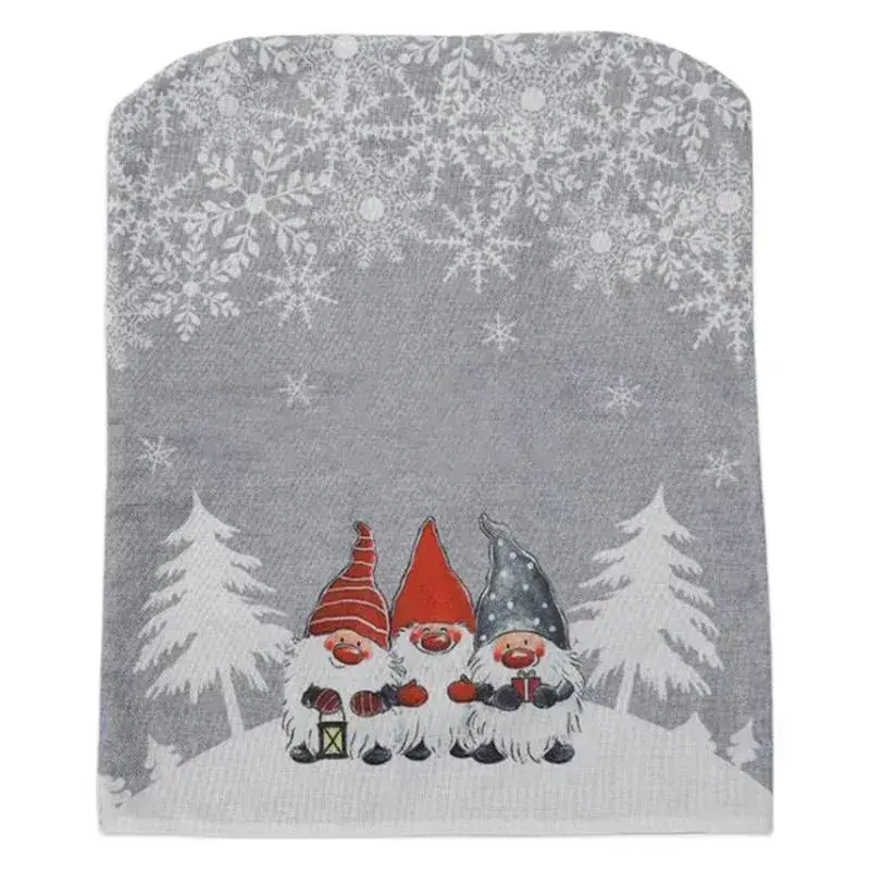 Christmas Table Chair Cover with Gnome Design Grey Red