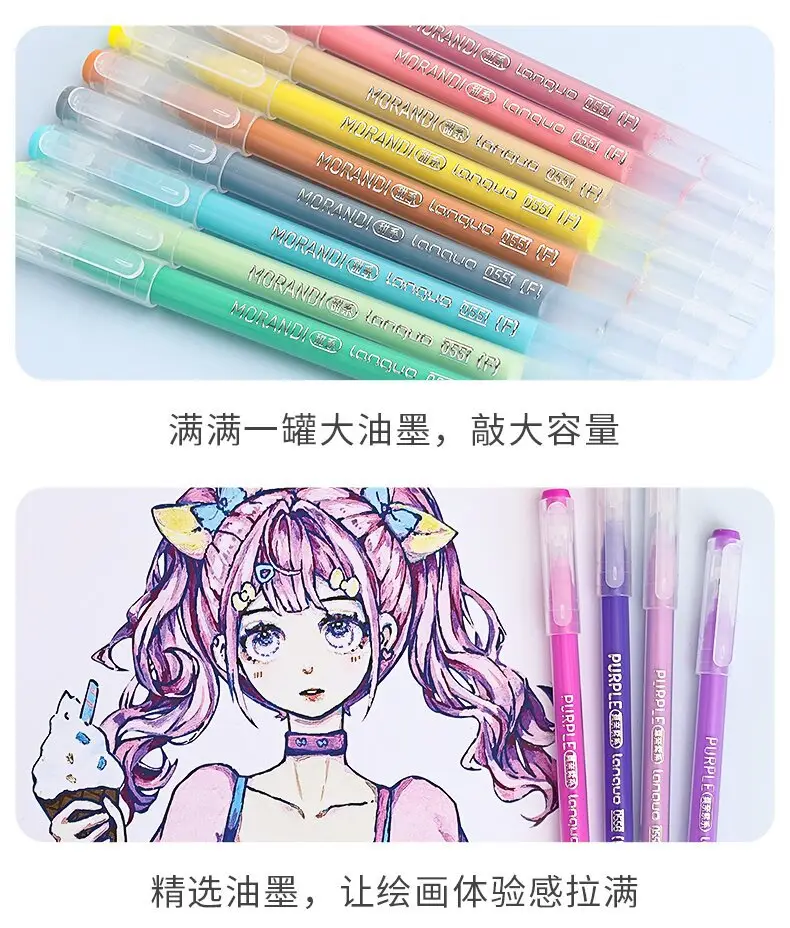 Blue Fruit Handwriting Pen High Color Value Large Capacity Note-taking Morandi Color Mark Pen Color Gel Pen — feature 8