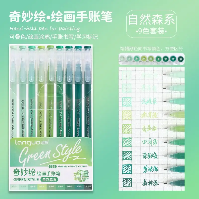 Blue Fruit Handwriting Pen High Color Value Large Capacity Note-taking Morandi Color Mark Pen Color Gel Pen