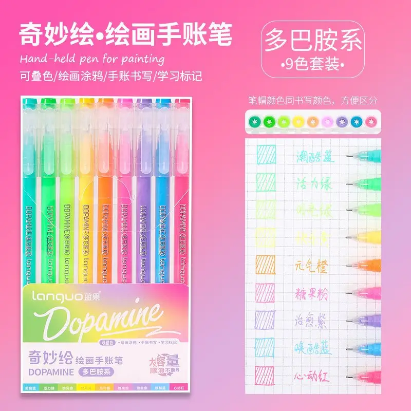 Blue Fruit Handwriting Pen High Color Value Large Capacity Note-taking Morandi Color Mark Pen Color Gel Pen