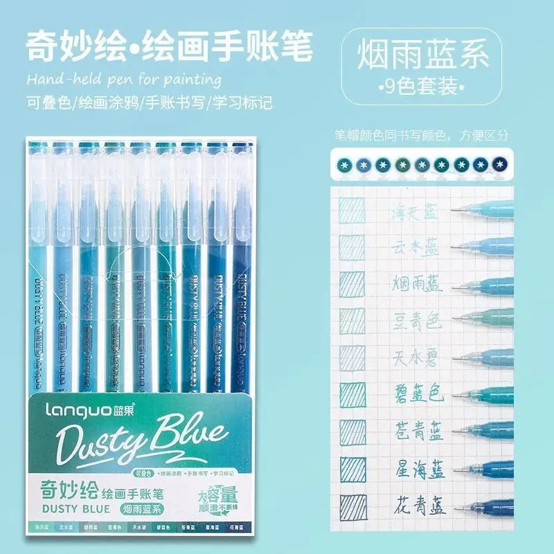 Blue Fruit Handwriting Pen High Color Value Large Capacity Note-taking Morandi Color Mark Pen Color Gel Pen