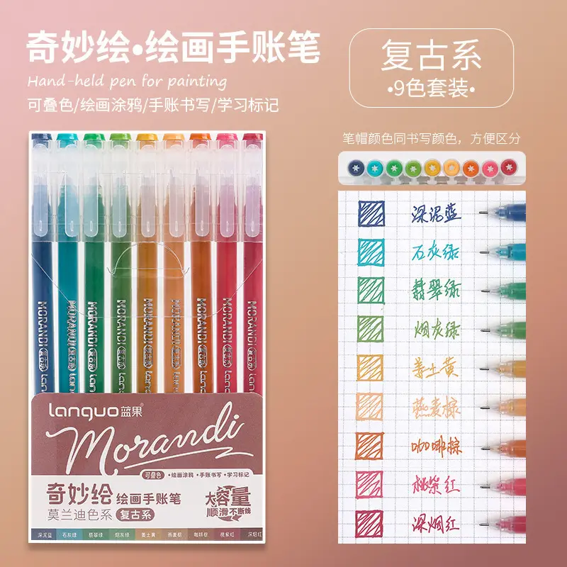 Blue Fruit Handwriting Pen High Color Value Large Capacity Note-taking Morandi Color Mark Pen Color Gel Pen