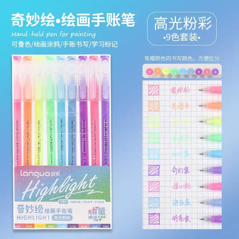 Blue Fruit Handwriting Pen High Color Value Large Capacity Note-taking Morandi Color Mark Pen Color Gel Pen