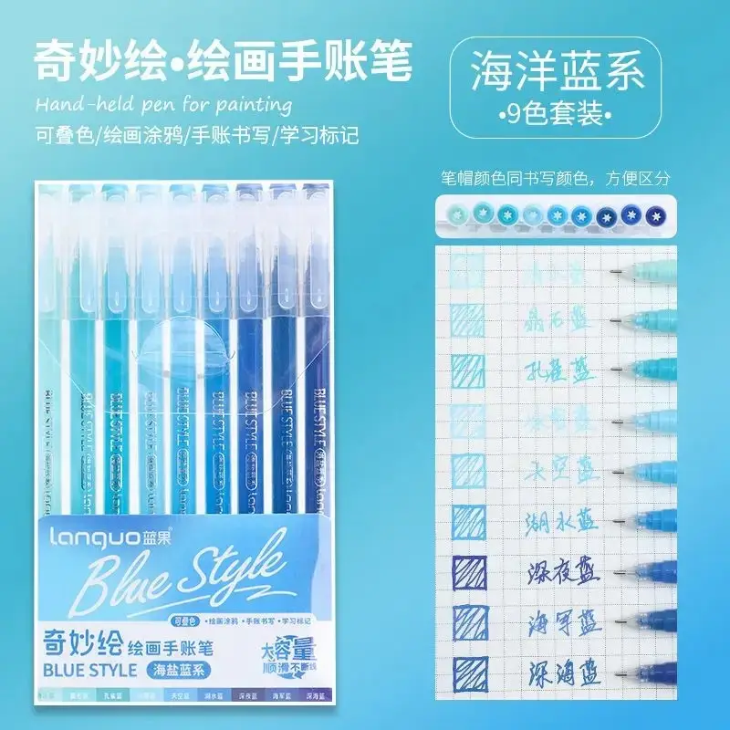 Blue Fruit Handwriting Pen High Color Value Large Capacity Note-taking Morandi Color Mark Pen Color Gel Pen