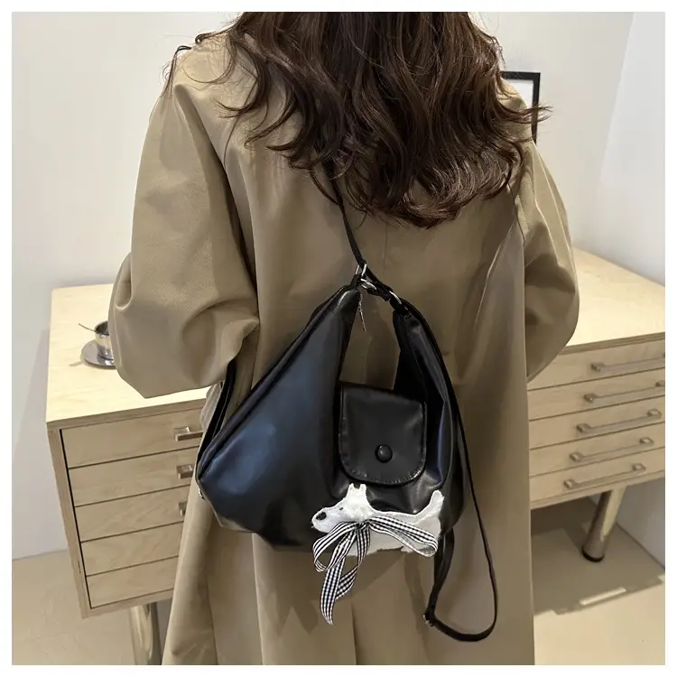 Black Crossbody Bag with Bow Decor for Women - Image 6