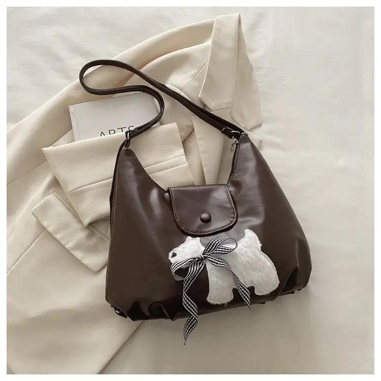 Black Crossbody Bag with Bow Decor for Women - Image 2