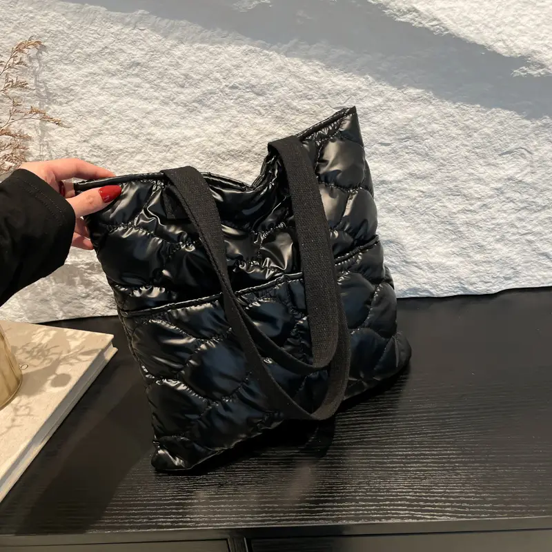 2024 Winter Women's Puffer Handbags Silver Black Gold - Image 7
