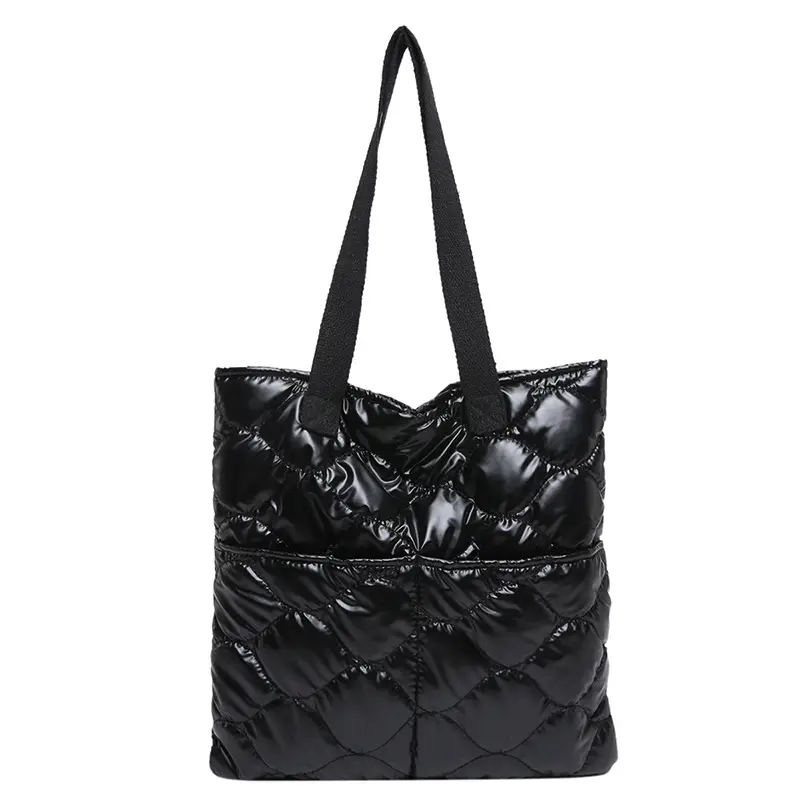 2024 Winter Women's Puffer Handbags Silver Black Gold - Image 3