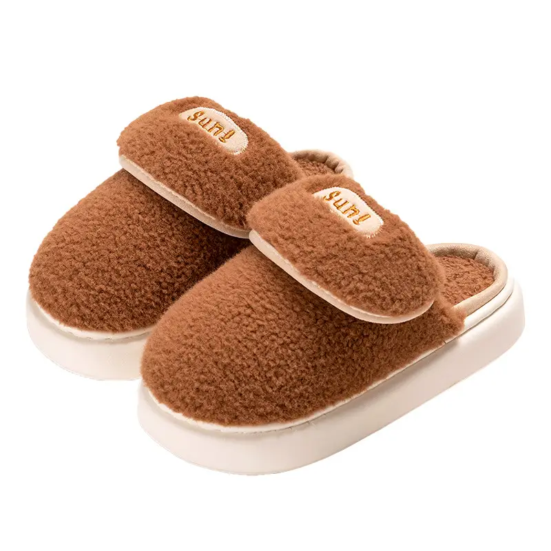 Winter Simple Home Cotton Slippers Women's Indoor Men's Floor Slippers Warm and Comfortable Dung-feeling Thick Sole Wearing - Image 2
