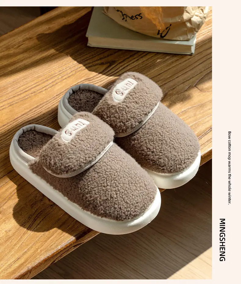 2024 New Style Cotton Slippers Women Autumn and Winter Plush Couple Home Indoor Thick Bottom Anti-slip Men's Winter Cotton Slippers — feature 9