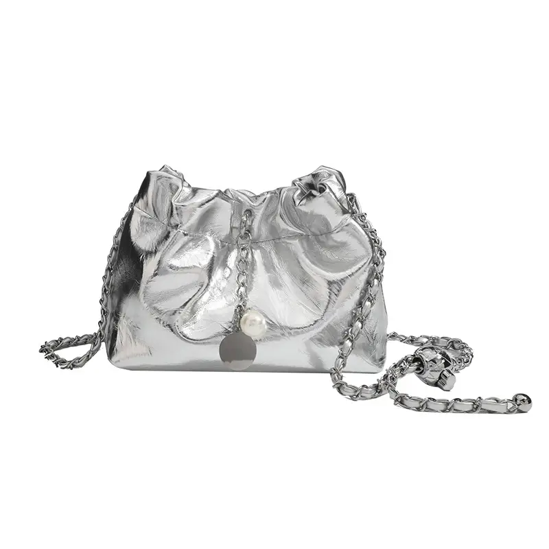 2026 Silver Pleated Cloud Bag with Chain Crossbody - Image 8