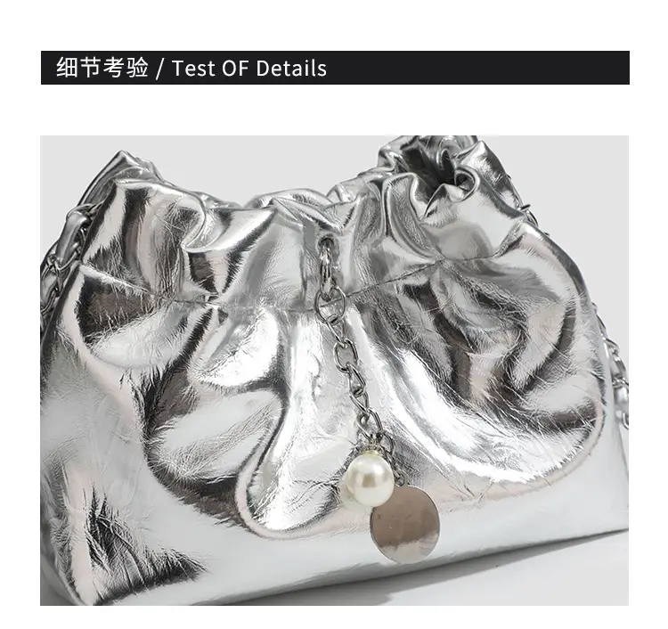 2026 Silver Pleated Cloud Bag with Chain Crossbody — feature 17