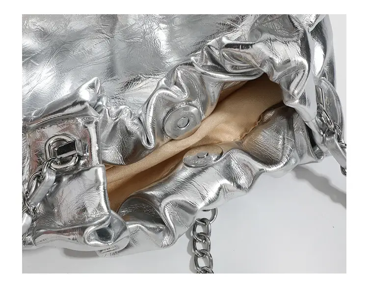 2026 Silver Pleated Cloud Bag with Chain Crossbody — feature 19