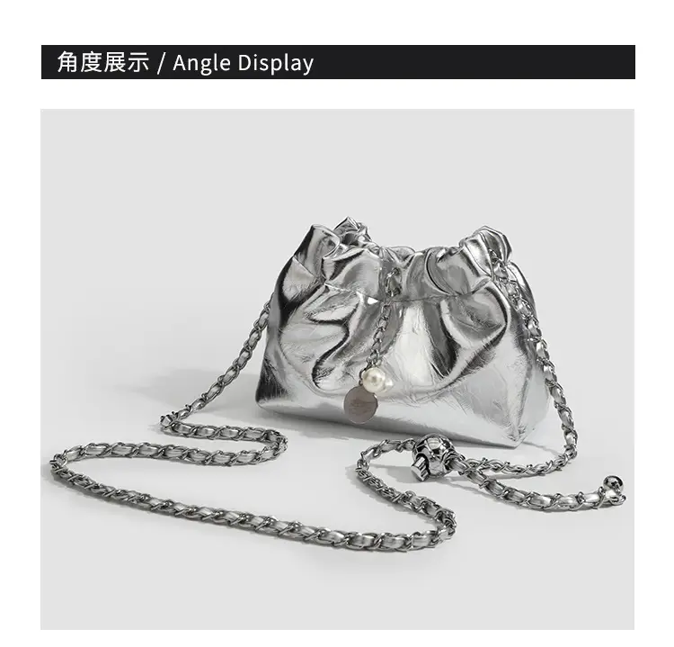 2026 Silver Pleated Cloud Bag with Chain Crossbody — feature 20