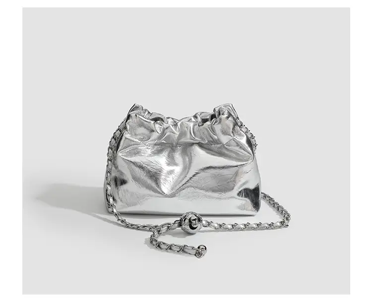 2026 Silver Pleated Cloud Bag with Chain Crossbody — feature 22