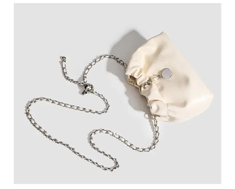 2026 Silver Pleated Cloud Bag with Chain Crossbody — feature 25