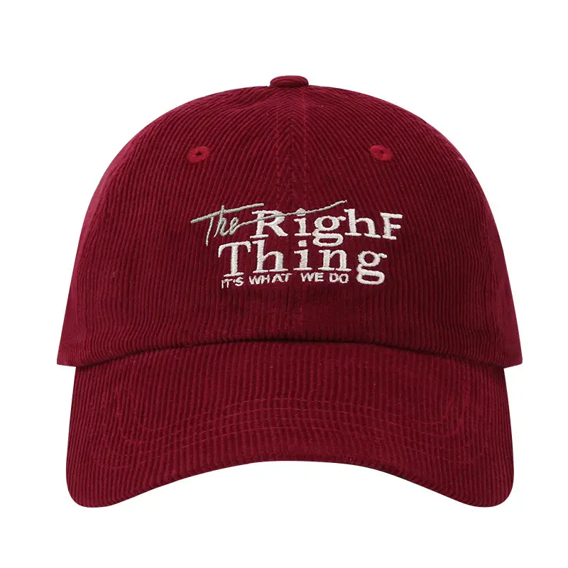 2024 Women's Red Corduroy Cap with Letter Embroidery - Image 9