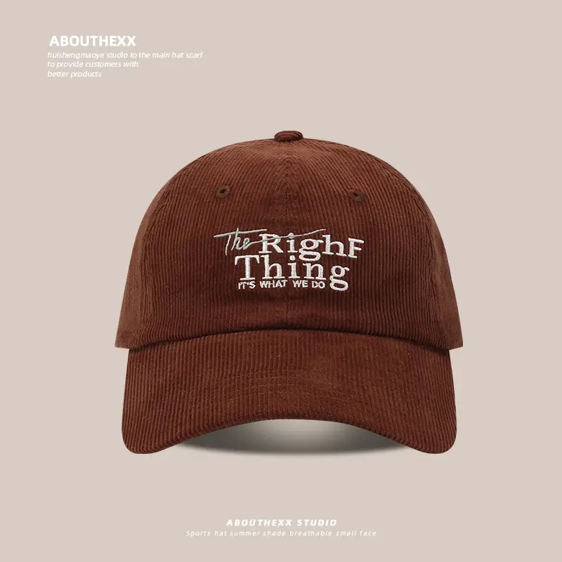 2024 Women's Red Corduroy Cap with Letter Embroidery - Image 3