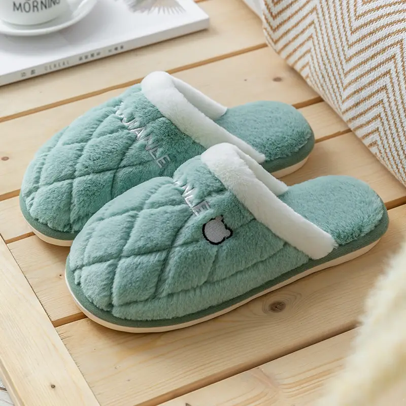 Cotton Slippers Women's Autumn and Winter Indoor Home Yuezi 2024 New Style Household Couple Home Warm Soft Bottom Non-slip Men's