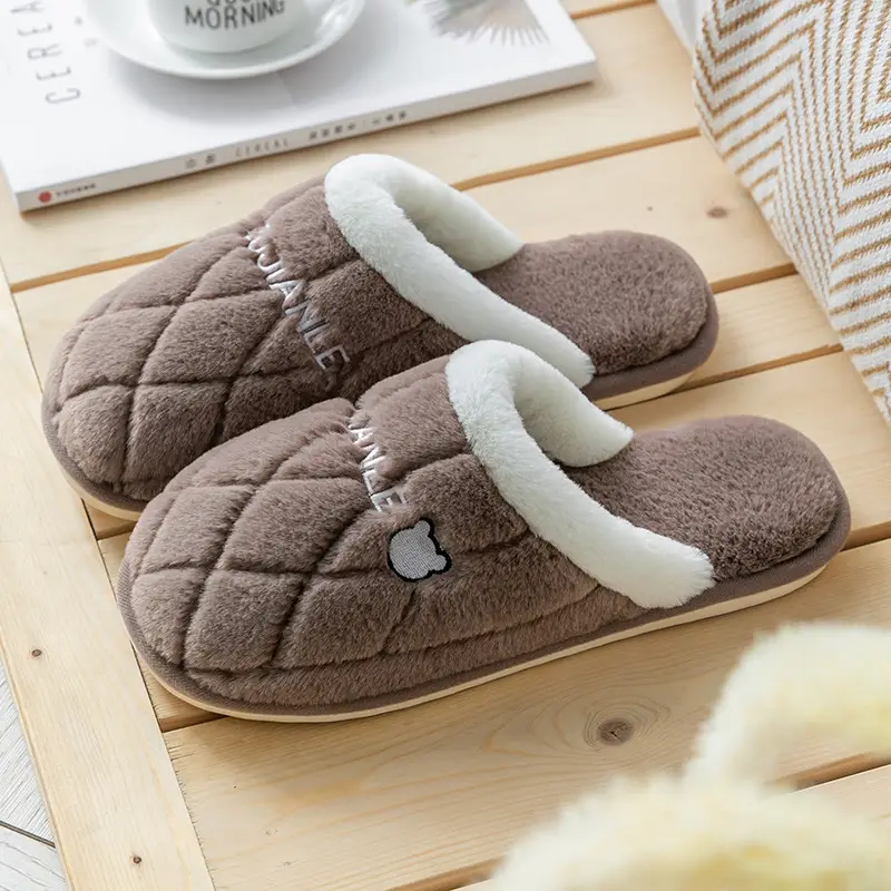 Cotton Slippers Women's Autumn and Winter Indoor Home Yuezi 2024 New Style Household Couple Home Warm Soft Bottom Non-slip Men's
