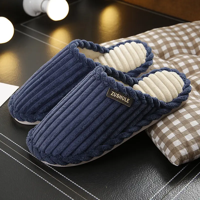 Cotton Slippers Women's Autumn and Winter Indoor Home Yuezi 2024 New Style Household Couple Home Warm Soft Bottom Non-slip Men's