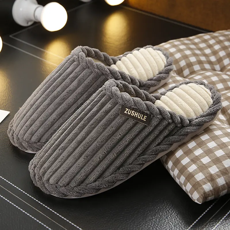 Cotton Slippers Women's Autumn and Winter Indoor Home Yuezi 2024 New Style Household Couple Home Warm Soft Bottom Non-slip Men's