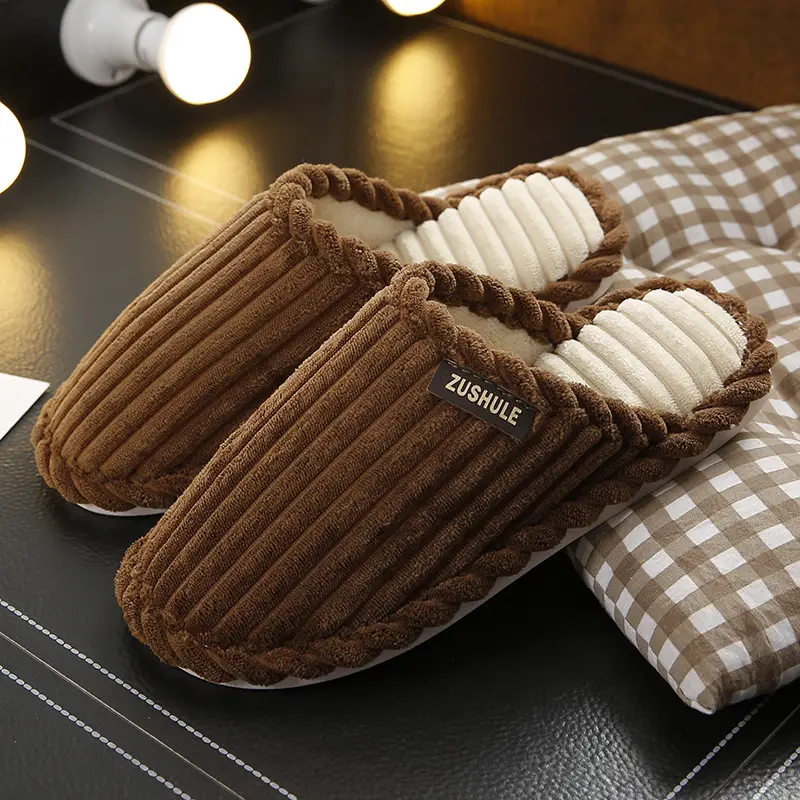 Cotton Slippers Women's Autumn and Winter Indoor Home Yuezi 2024 New Style Household Couple Home Warm Soft Bottom Non-slip Men's