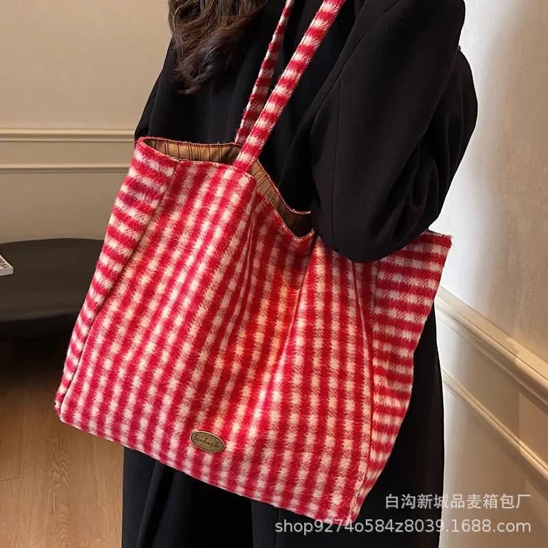 Plaid Checkered Tote Bag for Women Large Capacity - Image 5