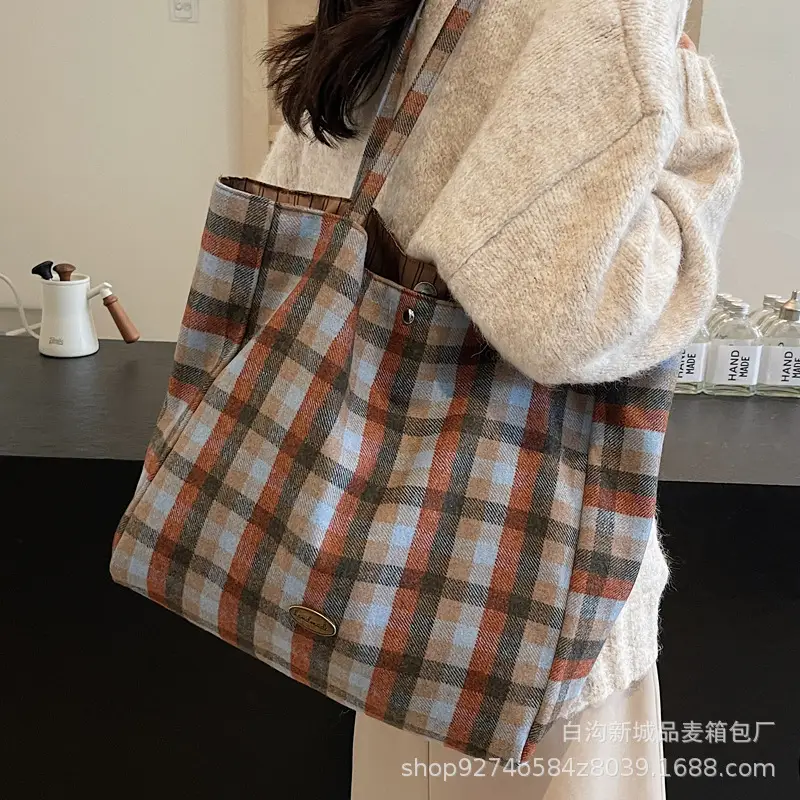 Plaid Checkered Tote Bag for Women Large Capacity - Image 6