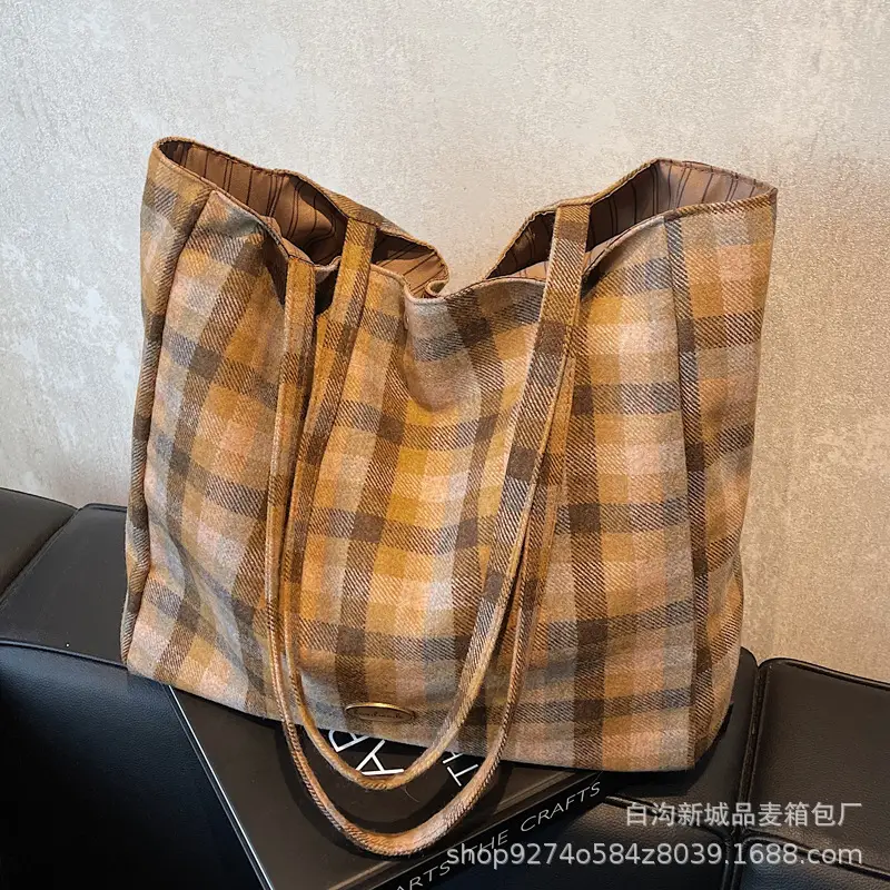 Plaid Checkered Tote Bag for Women Large Capacity - Image 7
