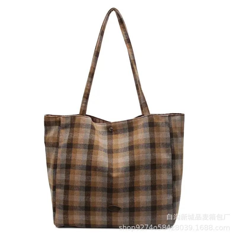 Plaid Checkered Tote Bag for Women Large Capacity - Image 8