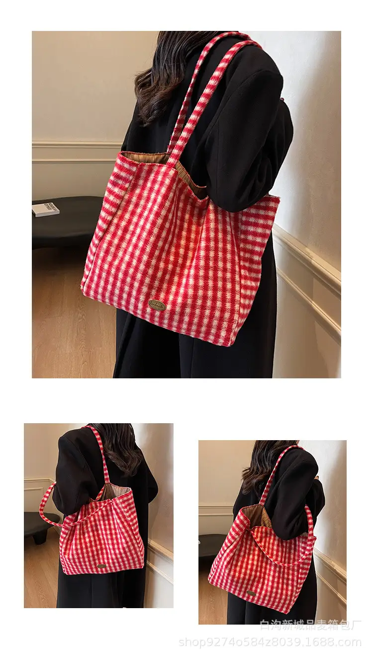 Plaid Checkered Tote Bag for Women Large Capacity — feature 10