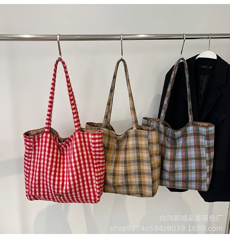 Plaid Checkered Tote Bag for Women Large Capacity — feature 11