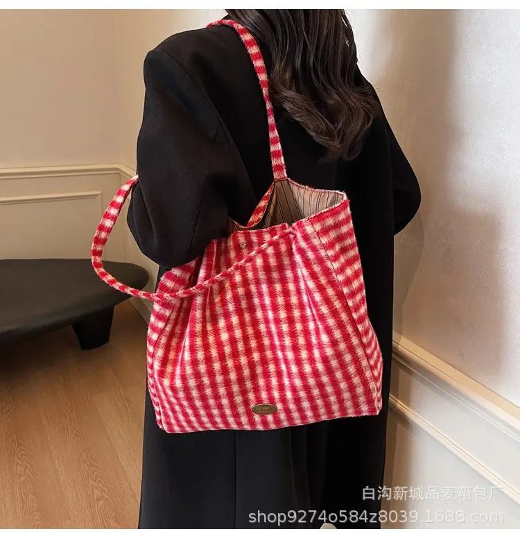 Plaid Checkered Tote Bag for Women Large Capacity — feature 14