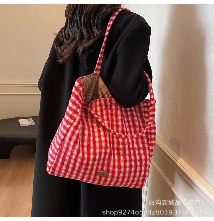 Plaid Checkered Tote Bag for Women Large Capacity — feature 15