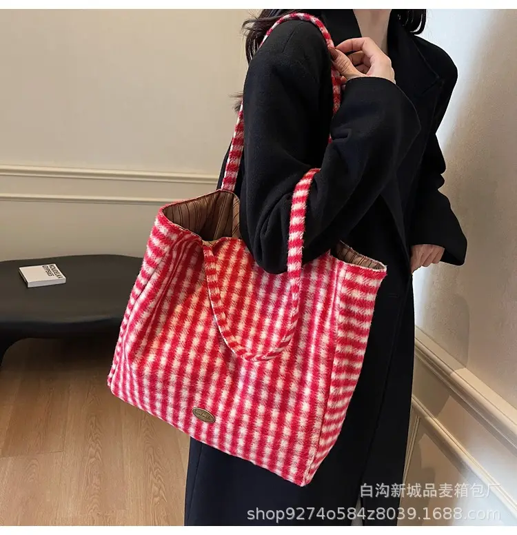 Plaid Checkered Tote Bag for Women Large Capacity — feature 16