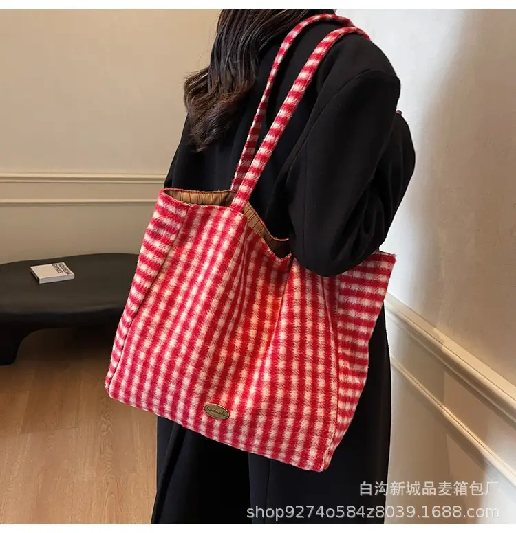 Plaid Checkered Tote Bag for Women Large Capacity — feature 17