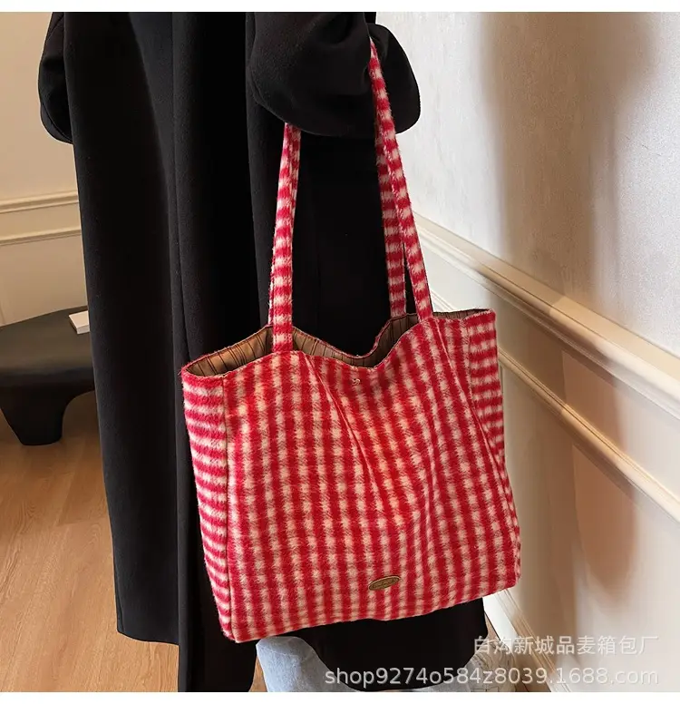 Plaid Checkered Tote Bag for Women Large Capacity — feature 18