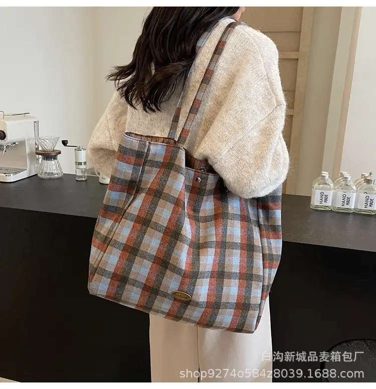 Plaid Checkered Tote Bag for Women Large Capacity — feature 20