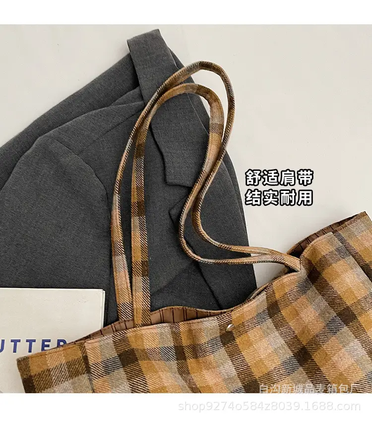 Plaid Checkered Tote Bag for Women Large Capacity — feature 3