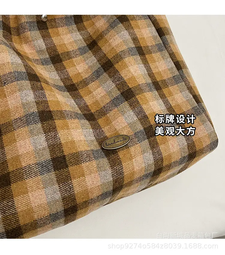 Plaid Checkered Tote Bag for Women Large Capacity — feature 5