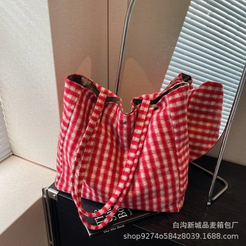 Plaid Checkered Tote Bag for Women Large Capacity - Image 2
