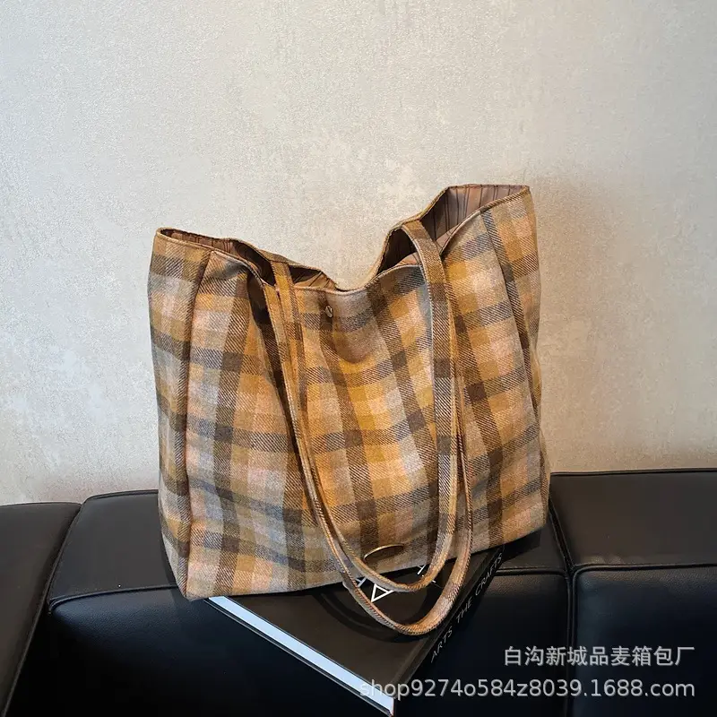 Plaid Checkered Tote Bag for Women Large Capacity - Image 3