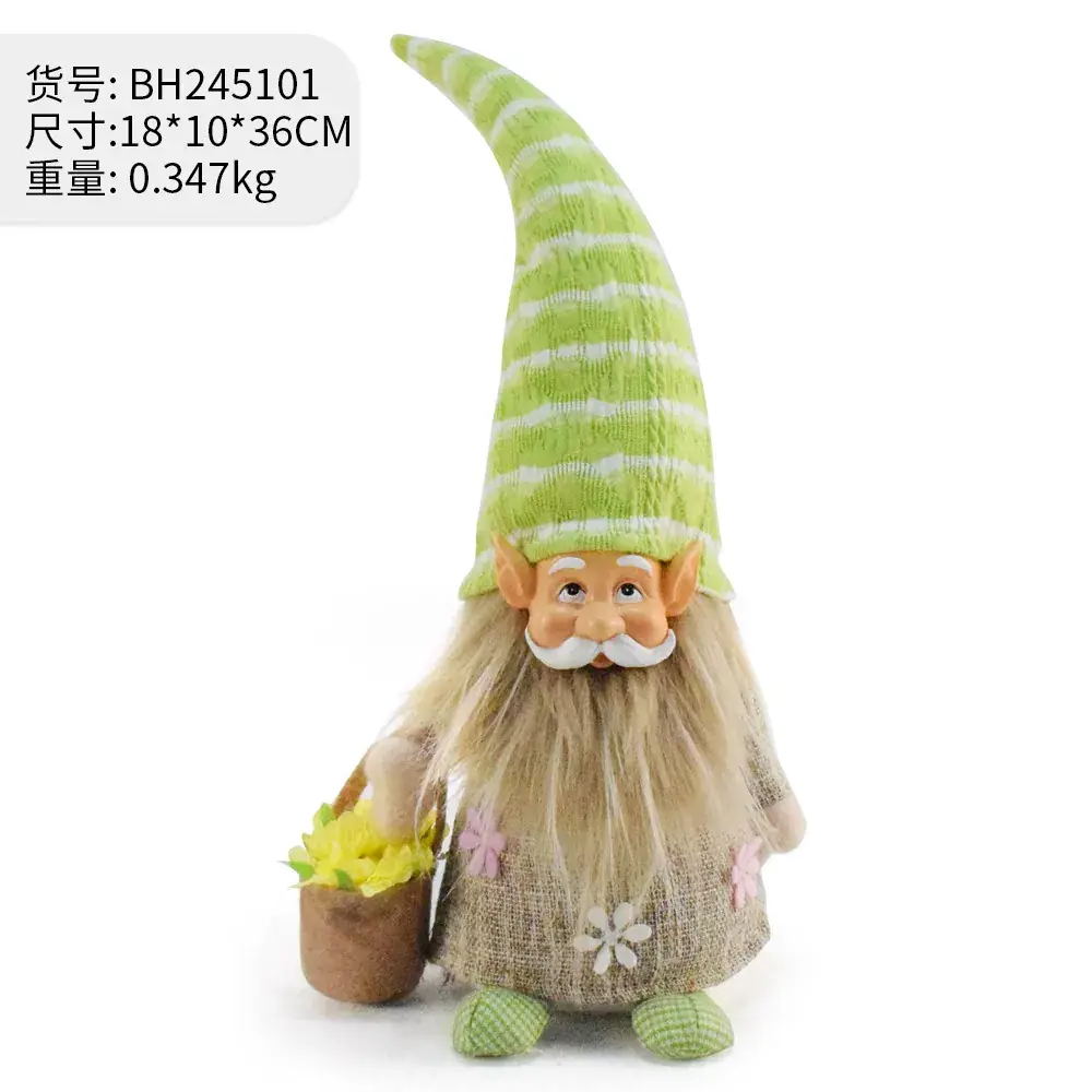 Green Striped Easter Gnome Ornament for Kids — feature 1