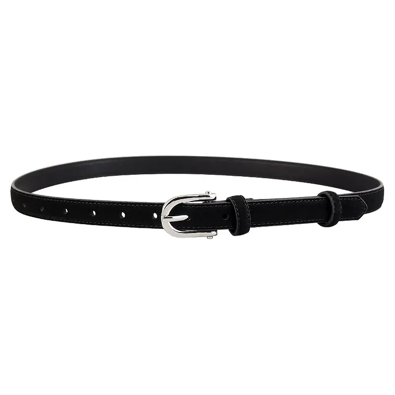 Women's Brown Suede Anti-velvet Belt with Silver Buckle - Image 9