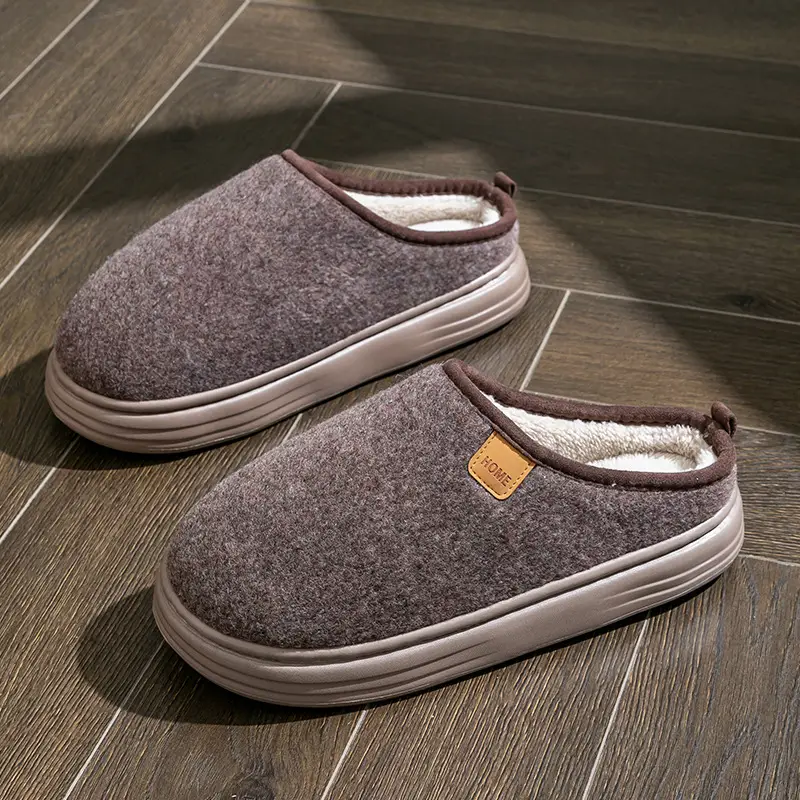 plus size cotton slippers men's autumn and winter thick-soled indoor home elderly anti-slip fleece-lined plush slippers winter home