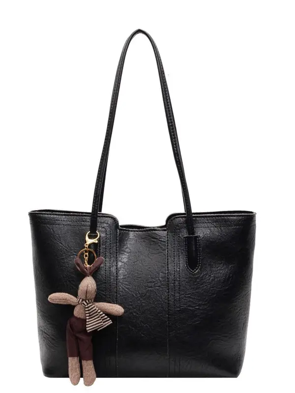 Women's Beige Leather Shoulder Bag with Bow Decor - Image 11