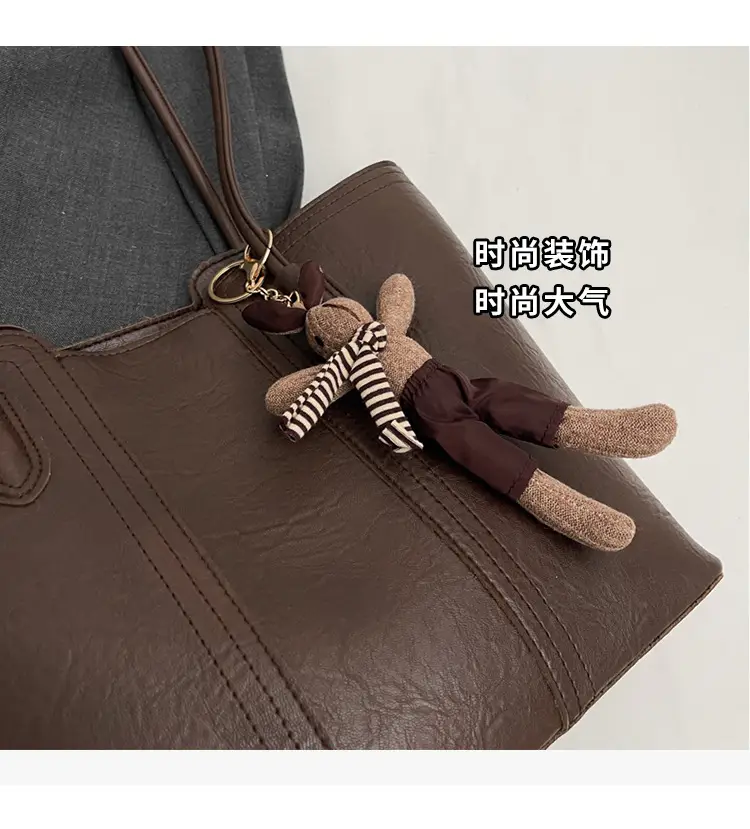 Women's Beige Leather Shoulder Bag with Bow Decor — feature 6
