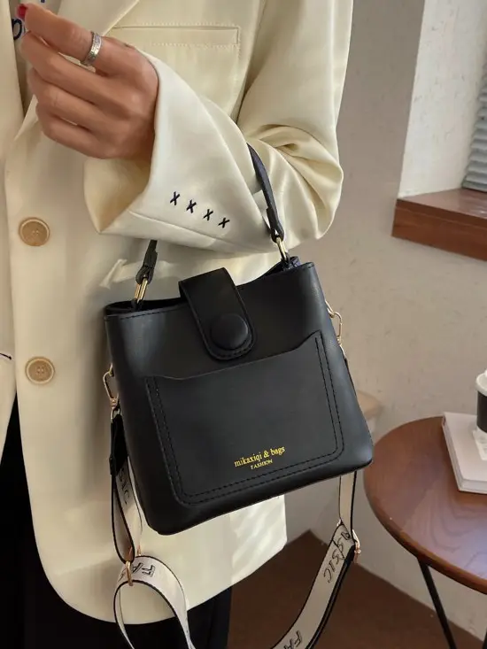 Black Vintage Bucket Bag for Women 2024 New Arrival - Image 7